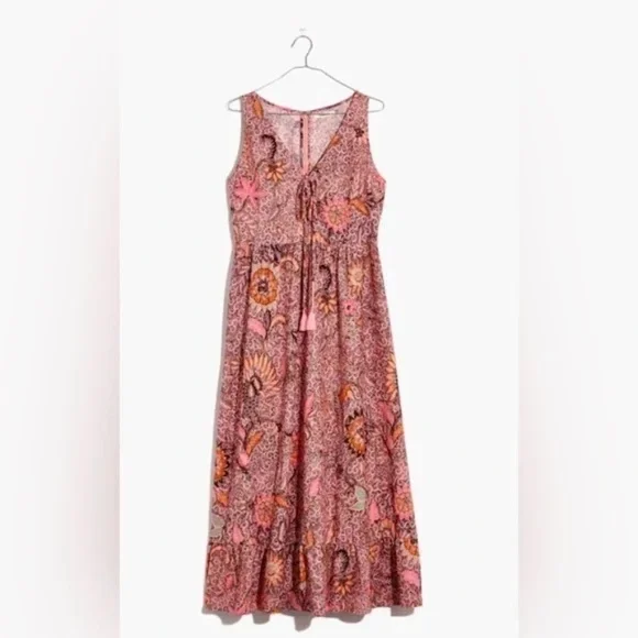 MADEWELL - Lace-Up Ruffle-Hem Midi Dress in Bali Blooms - Picture 9 of 9